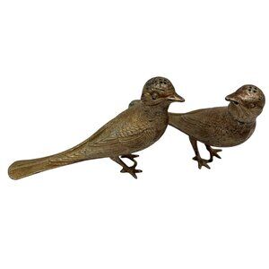 Salt & Pepper Shakers Pheasant Brass Bird MCM Figurine Vintage Heavy